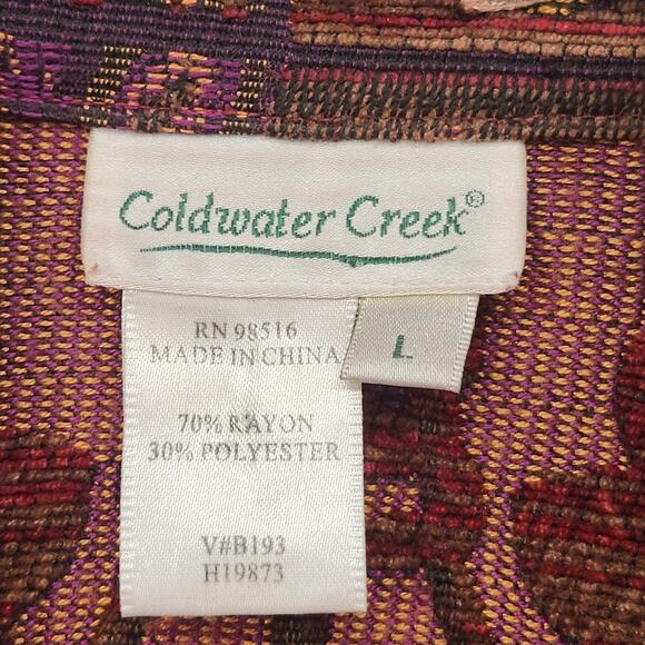 Coldwater Creek Burgundy Purple Fleur-de-lis Zip-up Tapestry Jacket Women's L - Picture 2 of 8